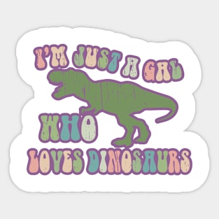 Just a Gal Who Loves Dinosaurs Retro T-Shirt | Back to School Gift Sticker